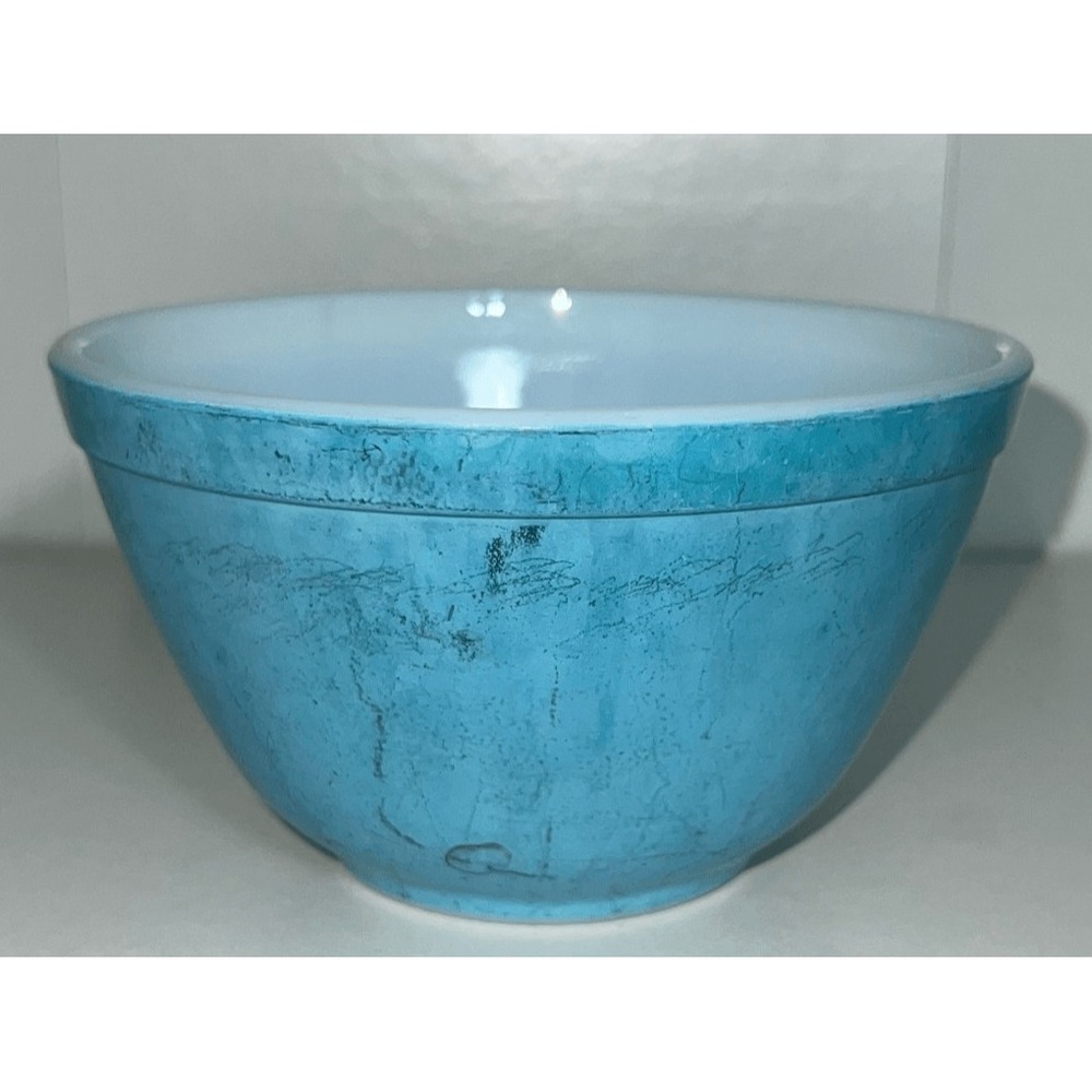 Pyrex Blue Primary Mixing Bowl 1.5 pint 401 Vintage MCM Nesting Turquoise Glass